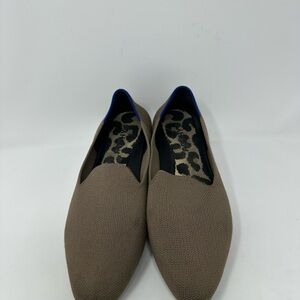 Rothy's Taupe Knit Loafers with Animal Print Insole Women’s size 7